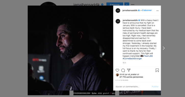 Le combat de Jamal Ben Saddik contre Rico Verhoeven annulé Le combat de Jamal Ben Saddik contre Rico Verhoeven annulé