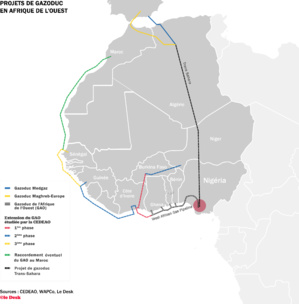 Tracé du gazoduc Nigéria-Maroc