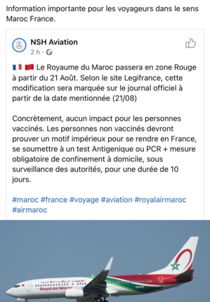 La France : le Maroc sur sa liste rouge "Covid" La France : le Maroc sur sa liste rouge "Covid"