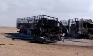 Les camions algériens incendiés