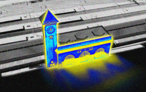Projection d’un mapping vidéo sur la façade de la gare de Casablanca
