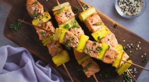 Brochettes saumon poireau Brochettes saumon poireau