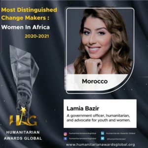 La marocaine Lamia Bazir sur la liste des Humanitarian Awards Global pour l’année 2020-2021 La marocaine Lamia Bazir sur la liste des Humanitarian Awards Global pour l’année 2020-2021