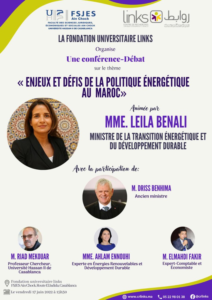 Une conférence-débat sous le thème "Enjeux et défis de la politique énergétique au Maroc" Une conférence-débat sous le thème "Enjeux et défis de la politique énergétique au Maroc"
