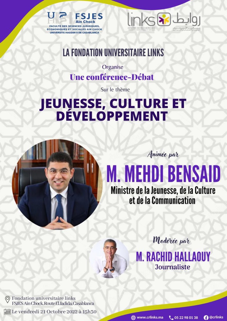 Conférence : Jeunesse, Culture et Développement Conférence : Jeunesse, Culture et Développement