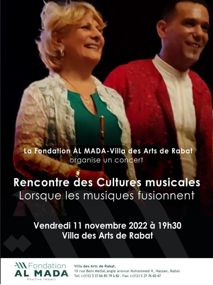 La fondation AL MADA-Villa des arts de Rabat organise un concert : Rencontre des cultures musicales lorsque les musiques fusionnent 