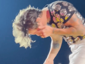 Harry Styles touché au visage par un projectile en plein concert Harry Styles touché au visage par un projectile en plein concert