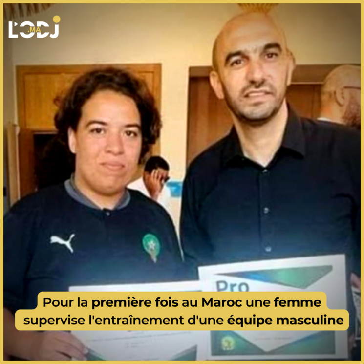 Pour la première fois au Maroc une femme supervise l'entraînement d'une équipe masculine Pour la première fois au Maroc une femme supervise l'entraînement d'une équipe masculine