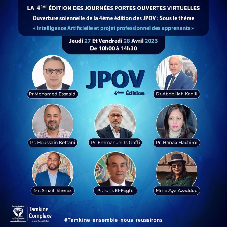 4ème édition des JPOV : Sous le thème «Intelligence Artificielle et projet professionnel des apprenants» 4ème édition des JPOV : Sous le thème «Intelligence Artificielle et projet professionnel des apprenants»