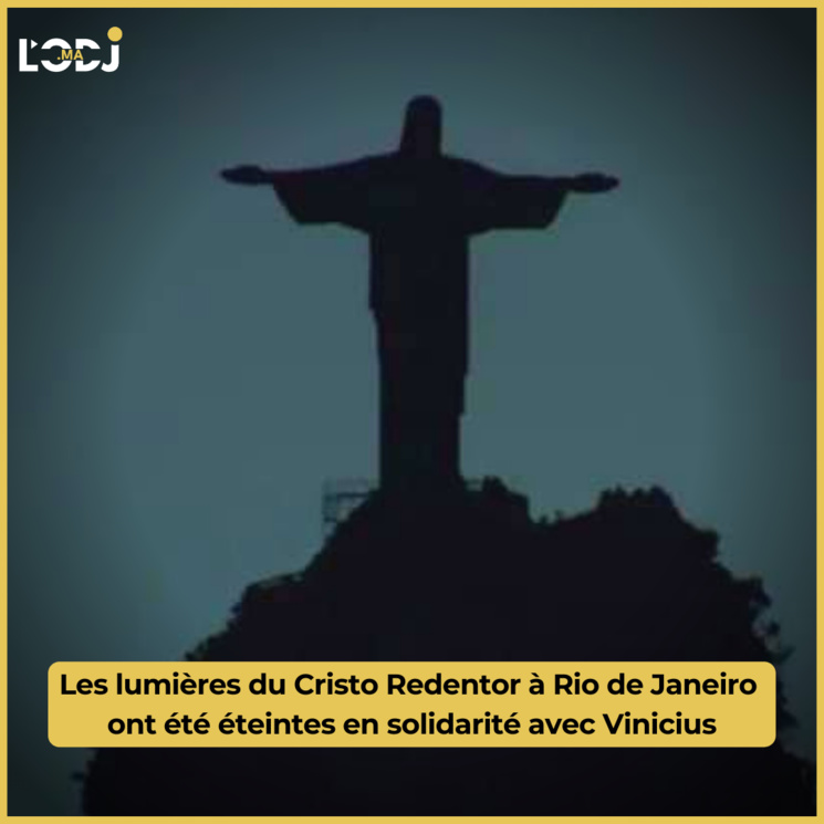Les lumières du Cristo Redentor à Rio de Janeiro ont été éteintes en solidarité avec Vinicius Les lumières du Cristo Redentor à Rio de Janeiro ont été éteintes en solidarité avec Vinicius