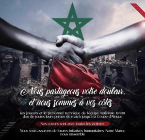 Séisme au Maroc : les Lions de l'Atlas offrent l'intégralité de leurs primes jusqu'à la CAN Séisme au Maroc : les Lions de l'Atlas offrent l'intégralité de leurs primes jusqu'à la CAN