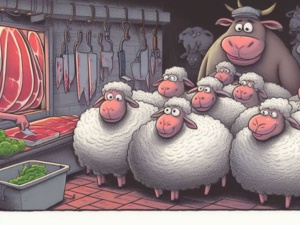 L'histoire du boucher et de son troupeau de moutons