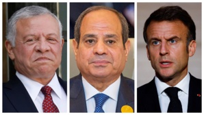 Dans une tribume publiee pat le quotidien parisien Le Monde , Emmanuel Macron, le président égyptien et le roi de Jordanie appellent à un cessez-le-feu "immédiat" à Gaza