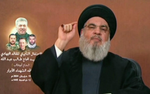 Le dirigeant du Hezbollah Hassan Nasrallah s'est exprimé dans un discours télévisé. Al-Manar / AFP Le dirigeant du Hezbollah Hassan Nasrallah s'est exprimé dans un discours télévisé. Al-Manar / AFP