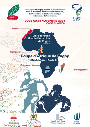 Casablanca accueillera du 18 au 24 novembre les éliminatoires de la Coupe d'Afrique de rugby à XV (Groupe B). Casablanca accueillera du 18 au 24 novembre les éliminatoires de la Coupe d'Afrique de rugby à XV (Groupe B).