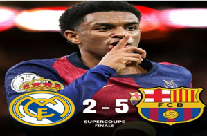 Le Barça écrase le Real Madrid en finale de la Supercoupe d'Espagne (5-2) : une victoire historique sous Hansi Flick Le Barça écrase le Real Madrid en finale de la Supercoupe d'Espagne (5-2) : une victoire historique sous Hansi Flick