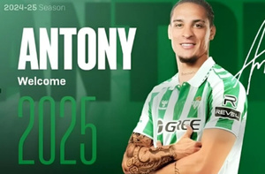 Antony prêté au Real Betis par Manchester United jusqu'à la fin de la saison Antony prêté au Real Betis par Manchester United jusqu'à la fin de la saison