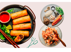 Rouleaux croustillants végétaliens aux nouilles de verre et légumes