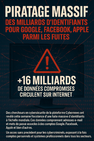 Piratage massif : des milliards d’identifiants pour Google, Facebook, Apple parmi les fuites Piratage massif : des milliards d’identifiants pour Google, Facebook, Apple parmi les fuites