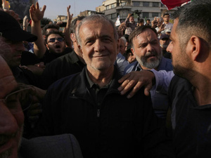 Le président Iranien lors des démonstrations à Teheran le 22 Juin 2025