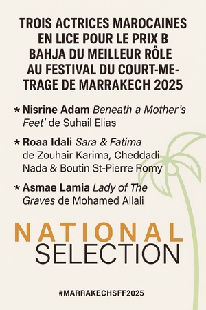 ​Trois actrices marocaines en lice pour le Prix Bahja du meilleur rôle au Festival du court-métrage de Marrakech 2025