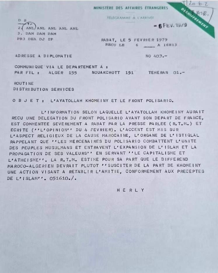 Ces archives qui attestent de l’alliance depuis 1979 entre l’Iran des mollahs, l’Algérie et le Polisario Ces archives qui attestent de l’alliance depuis 1979 entre l’Iran des mollahs, l’Algérie et le Polisario