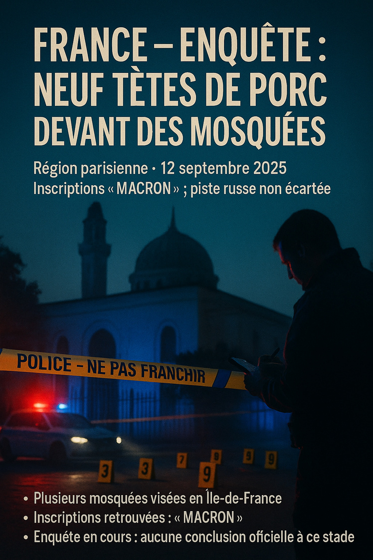 Enquête en France : neuf têtes de cochon déposées devant des mosquées Enquête en France : neuf têtes de cochon déposées devant des mosquées