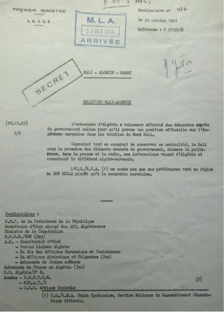 Archives de La Courneuve, Ministère des affaires étrangères, Service de Liaison avec l’Algérie, Carton 39.