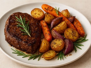 Steak mariné au romarin & café, légumes rôtis au zaatar : le dîner healthy-chic qui réconcilie plaisir et élégance Steak mariné au romarin & café, légumes rôtis au zaatar : le dîner healthy-chic qui réconcilie plaisir et élégance