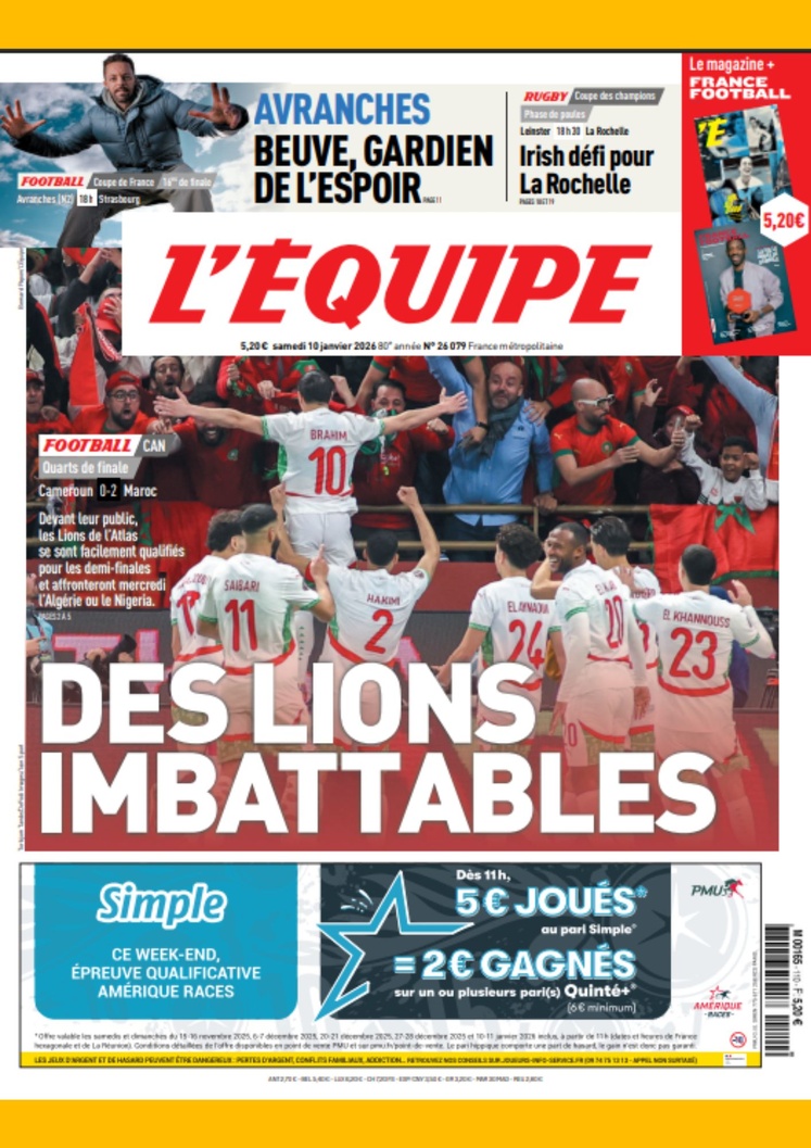 Belle couverture de L'EQUIPE Belle couverture de L'EQUIPE