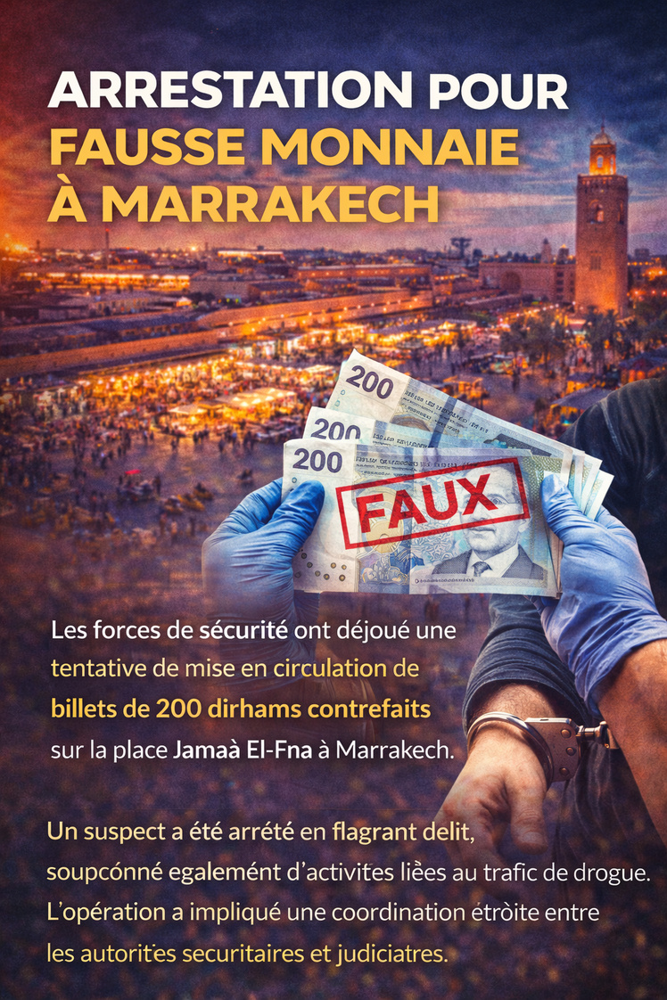 Arrestation pour fausse monnaie à Marrakech.