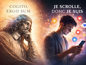 De « Je pense, donc je suis » à « Je scrolle, donc je suis » : autopsie douce d’une mutation mentale De « Je pense, donc je suis » à « Je scrolle, donc je suis » : autopsie douce d’une mutation mentale