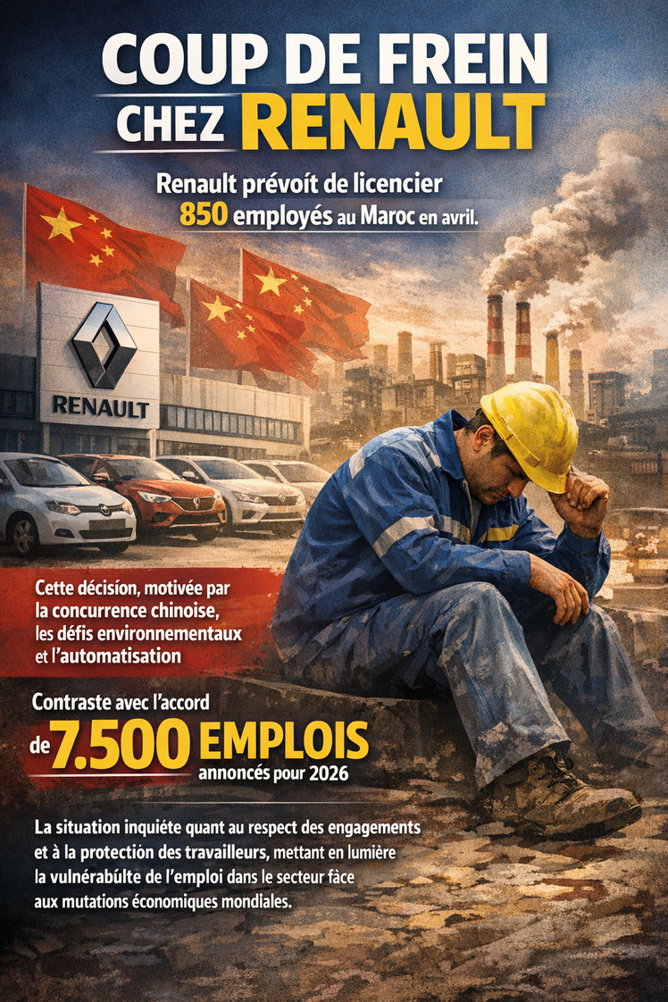 Renault prévoit de licencier 850 employés au Maroc en avril.