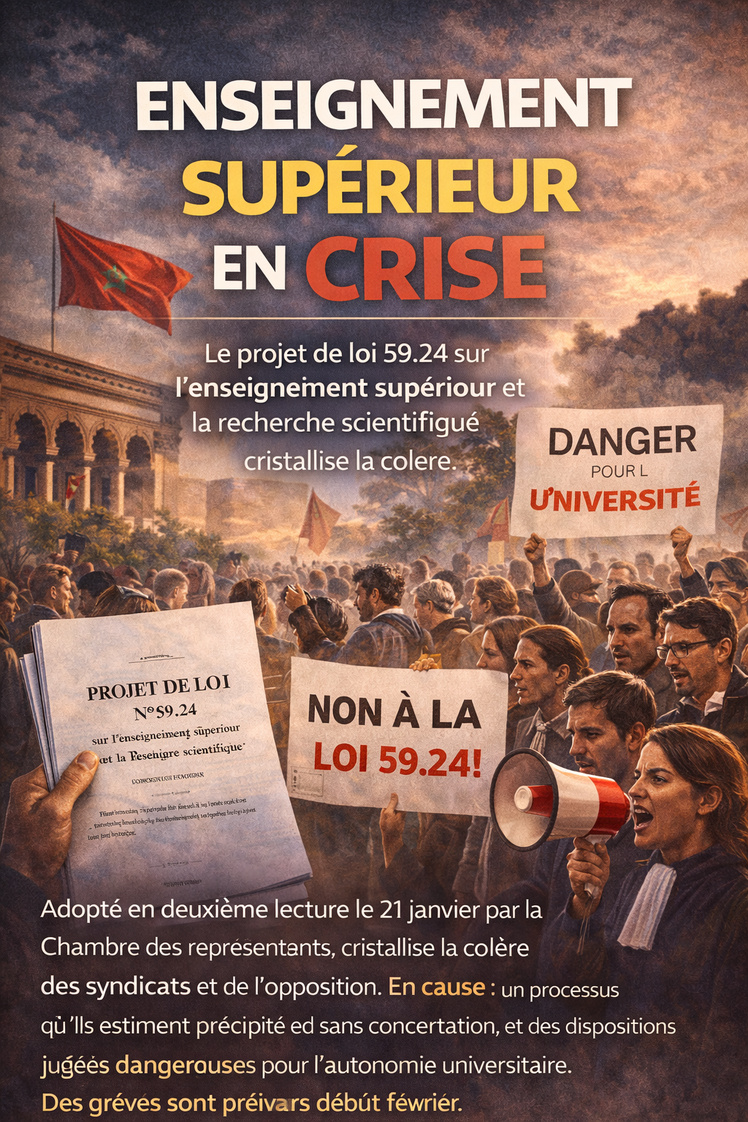 Le projet de loi 59.24 sur l'enseignement supérieur et la recherche scientifique cristallise la colère des syndicats et de l'opposition