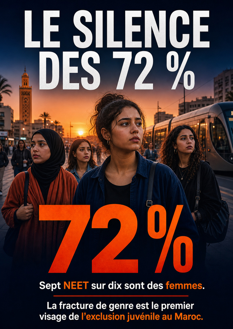 Sept NEET sur dix sont des femmes. La fracture de genre est le premier visage de l'exclusion juvénile au Maroc. Sept NEET sur dix sont des femmes. La fracture de genre est le premier visage de l'exclusion juvénile au Maroc.