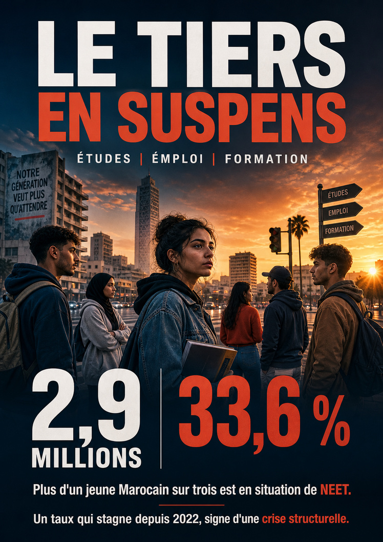 Plus d'un jeune Marocain sur trois est en situation de NEET. Plus d'un jeune Marocain sur trois est en situation de NEET.
