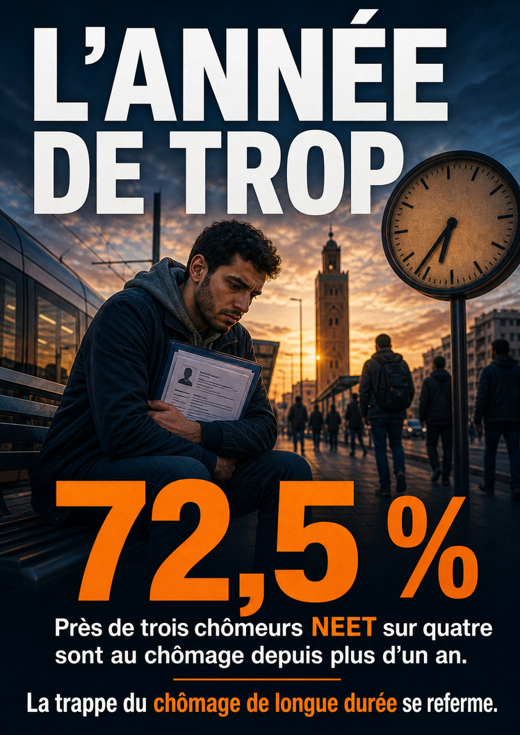 Près de trois chômeurs NEET sur quatre sont au chômage depuis plus d'un an. 