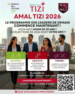TIZI et M.L.I lancent le projet AMAL 2026 pour former 100 jeunes candidats indépendants aux élections législatives TIZI et M.L.I lancent le projet AMAL 2026 pour former 100 jeunes candidats indépendants aux élections législatives