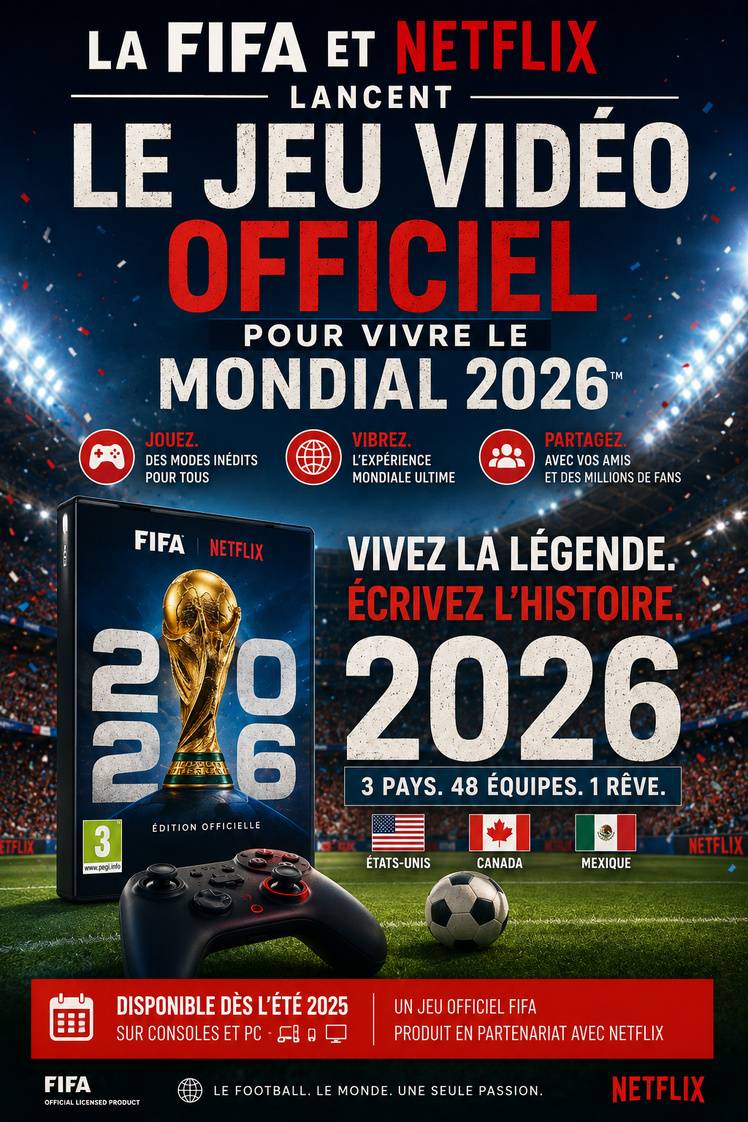 La FIFA et Netflix lancent un jeu vidéo officiel pour vivre le Mondial 2026 La FIFA et Netflix lancent un jeu vidéo officiel pour vivre le Mondial 2026
