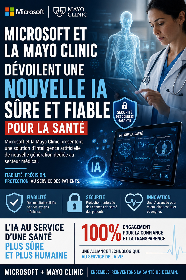 Microsoft et la Mayo Clinic dévoilent une nouvelle IA sûre et fiable pour la santé. Microsoft et la Mayo Clinic dévoilent une nouvelle IA sûre et fiable pour la santé.