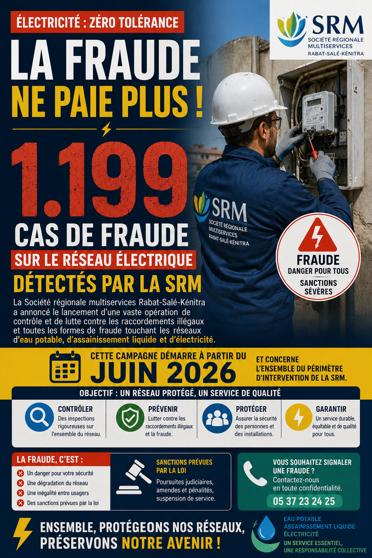 1.199 cas de fraude sur le réseau électrique détectés par la SRM.