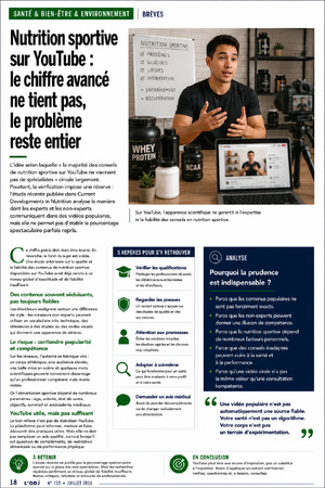 Nutrition sportive sur YouTube : le chiffre avancé ne tient pas, le problème reste entier Nutrition sportive sur YouTube : le chiffre avancé ne tient pas, le problème reste entier