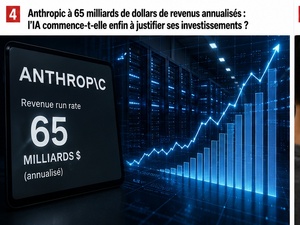 Anthropic à 65 milliards de dollars de revenus annualisés Anthropic à 65 milliards de dollars de revenus annualisés