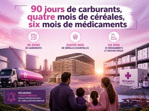 90 jours de carburants, quatre mois de céréales, six mois de médicaments