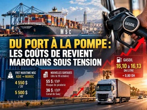 Maroc : gasoil à 16 DH et fret maritime sous pression, les coûts de revient menacés Maroc : gasoil à 16 DH et fret maritime sous pression, les coûts de revient menacés