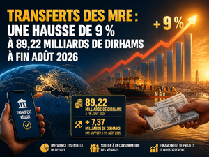 Transferts des MRE : une hausse de 9 % à 89,22 milliards de dirhams à fin août 2026