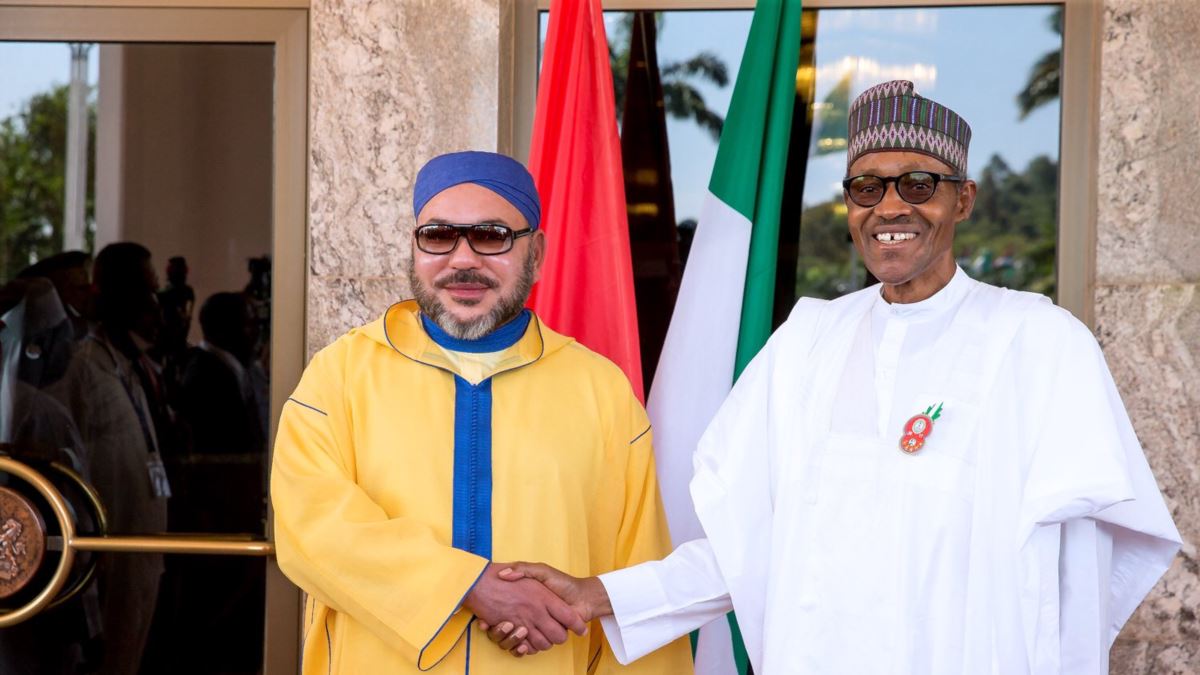 Sm Mohammed VI en compagnie du président du Nigéria, Muhammadu Buhari