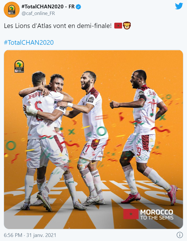 CHAN-2021 : le Maroc se qualifie pour les demi-finales