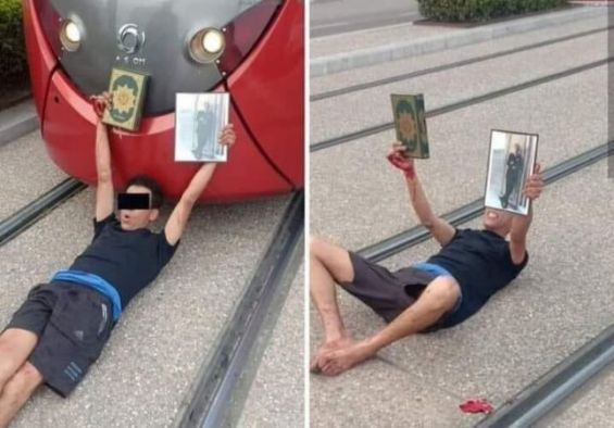 Casablanca : Un autre individu bloque le passage du Tramway