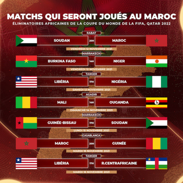Mondial 2022: le programme complet des matchs internationaux disputés au Maroc